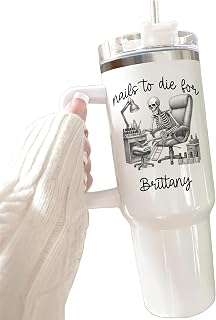 Custom Nail Tech 40oz Tumbler With Handle And Straw, Personalized Nail Technician Gift With Name, Nail Artist Cup, Manicurist Tumbler