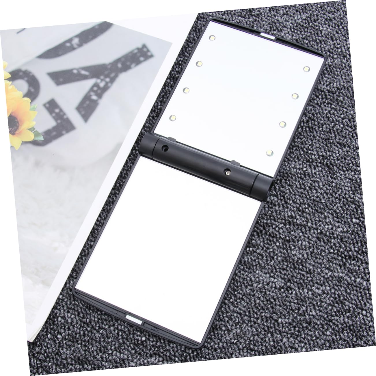 DOITOOL 3stücke Kosmetikspiegel Mit Helligkeits-LEDs Tragbarer Faltbarer Mini-Spiegel Für Makeup Unterwegs Kompaktes Design Schwarz Für Handtasche Oder Reise