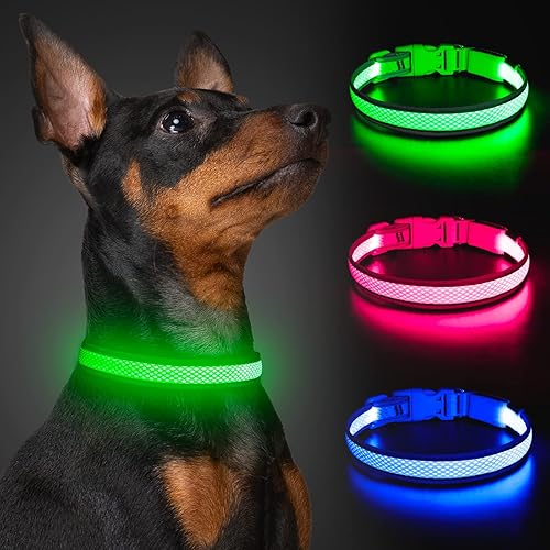 Dlitk Collares de perro iluminados, collar de perro LED recargable, collar de perro ajustable micro USB, collares de seguridad ligeros para perros disponible en Yaxa Colombia