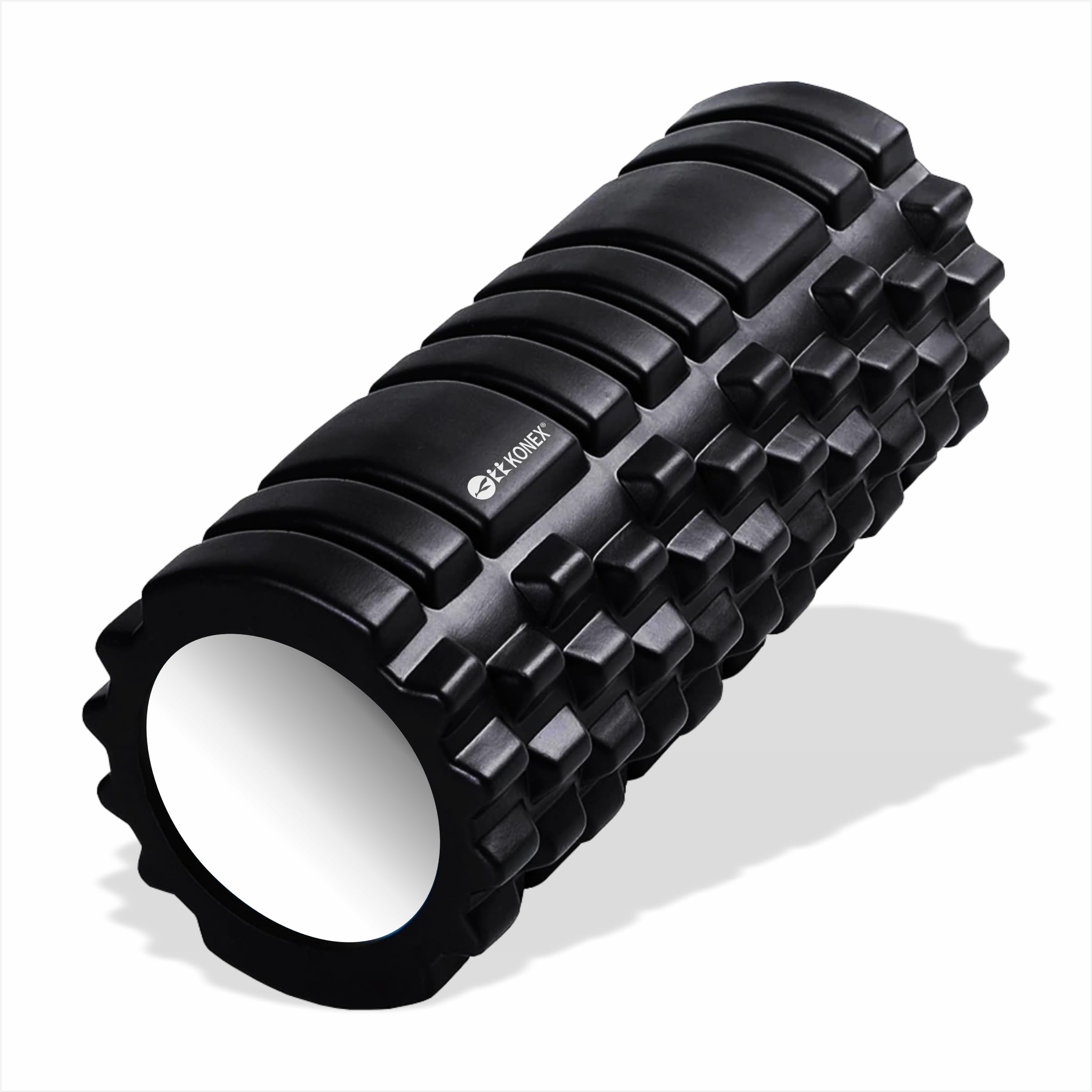 Konex Foam Roller for Men & Women | Deep Tissue Massager for Pain Relief & Muscle Recovery | Ideal for Yoga, Gym, Stretching & Full Body Relaxation - 33 cm (Black)