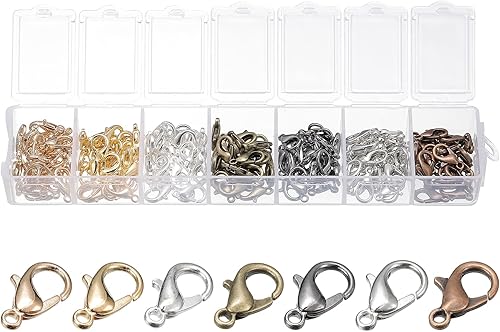uxcell Kit de cierre de pinza de langosta, abrazaderas de joyería para hacer pulseras de cuentas de bricolaje, llaveros, 7 colores