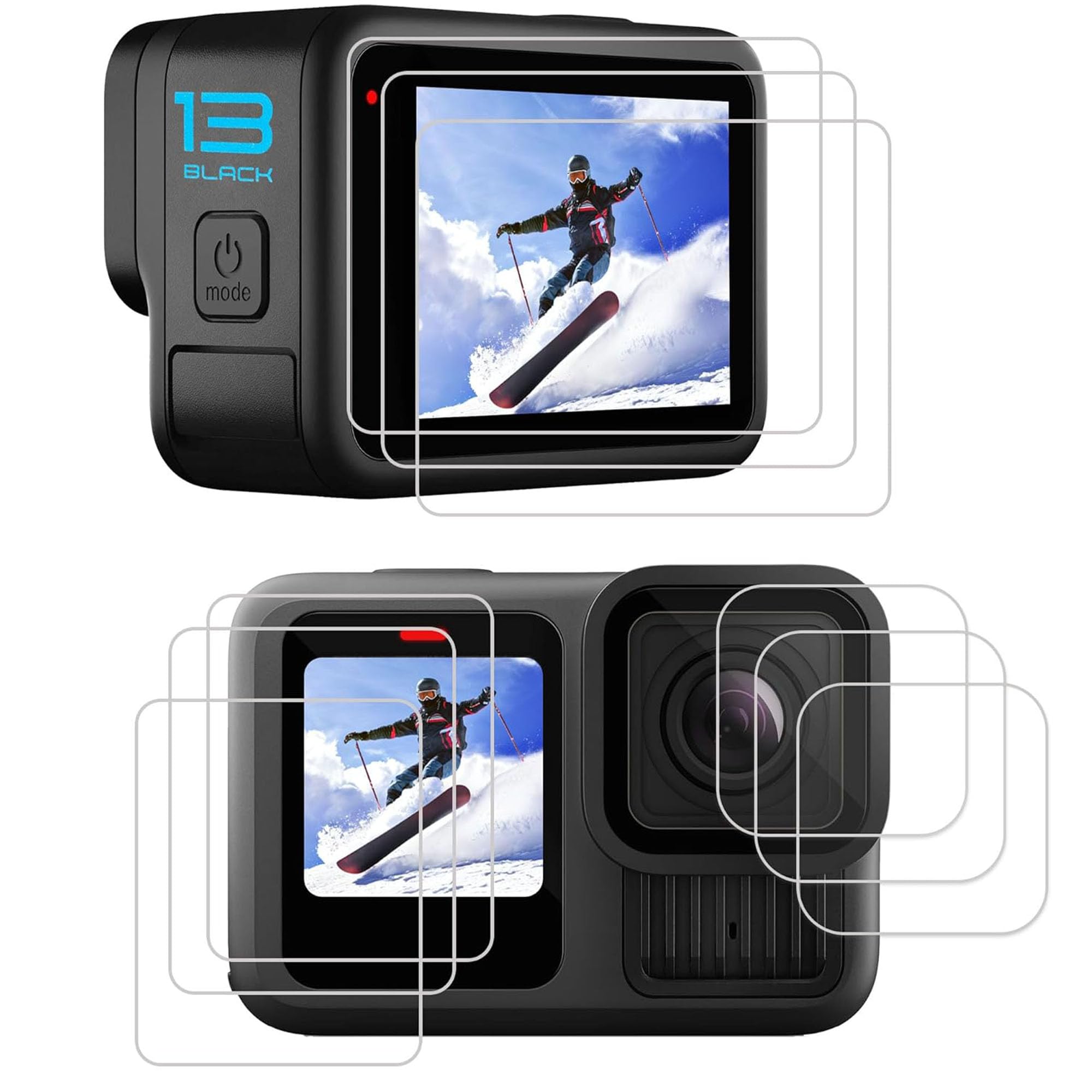 PCTC 9 PCS Hero 13 Screen Protector Compatible with GoPro Hero 13 Black,9H Ultra Clear Tempered Glass Screen Only for Go Pro Hero 13 Accessories, Screen Protector & Silicone Lens Protective Cover