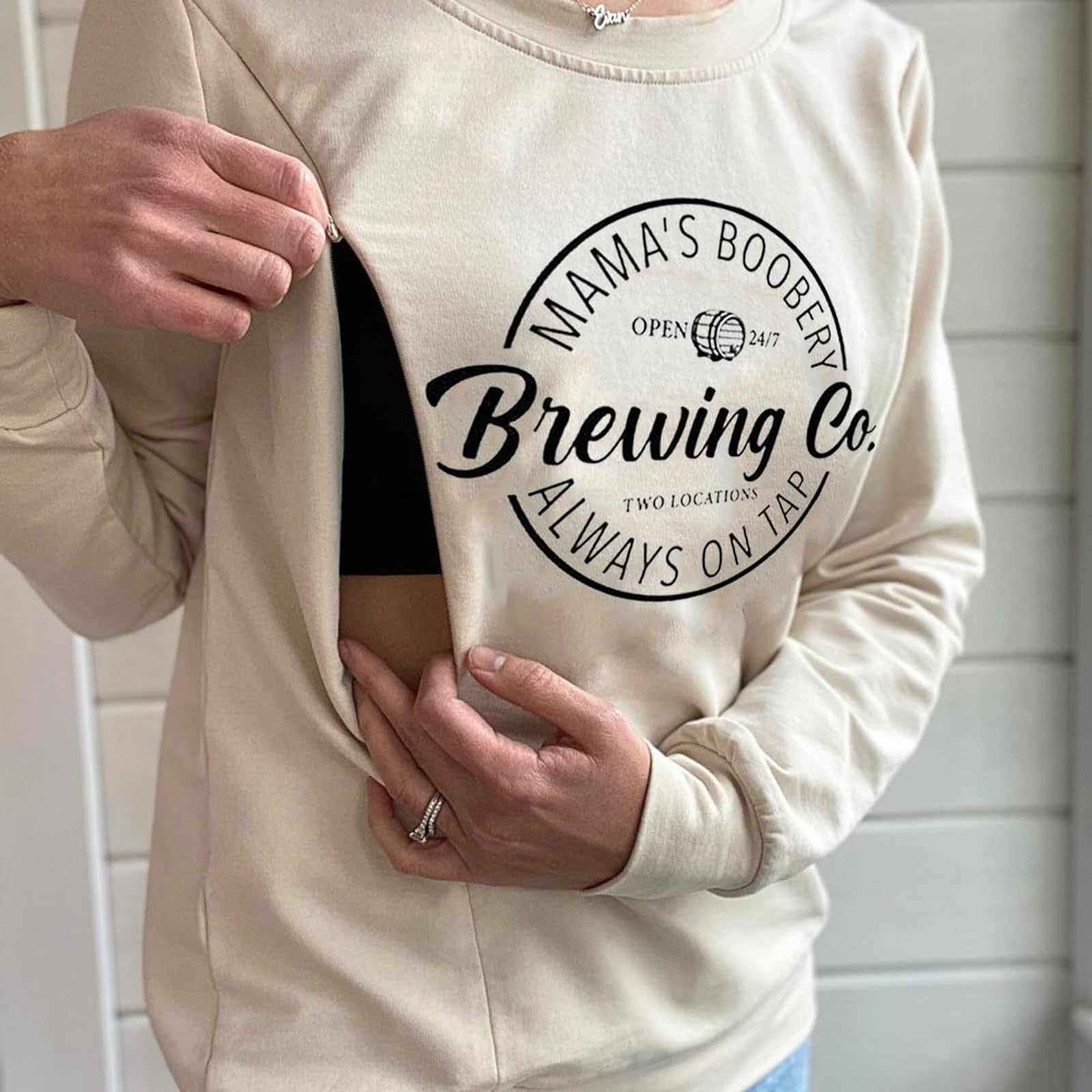 Sweat-Shirt Zip sur Le Devant Maternité allaitement Hauts Vêtements d'allaitement à Manches Longues