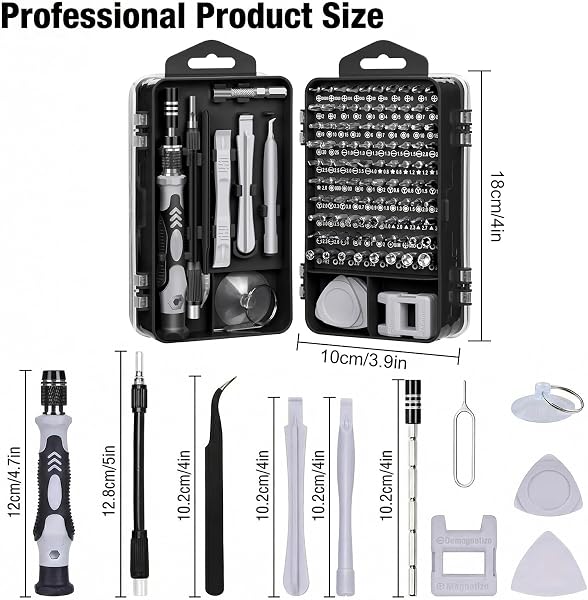 115-in-1 Small Screwdriver Set,Precision Screwdriver Set, Professional Repair Tool Kit for Phone, Computer, Watch, Console, Eyeglass and Electronic, Men Tools Gift Gray - 2