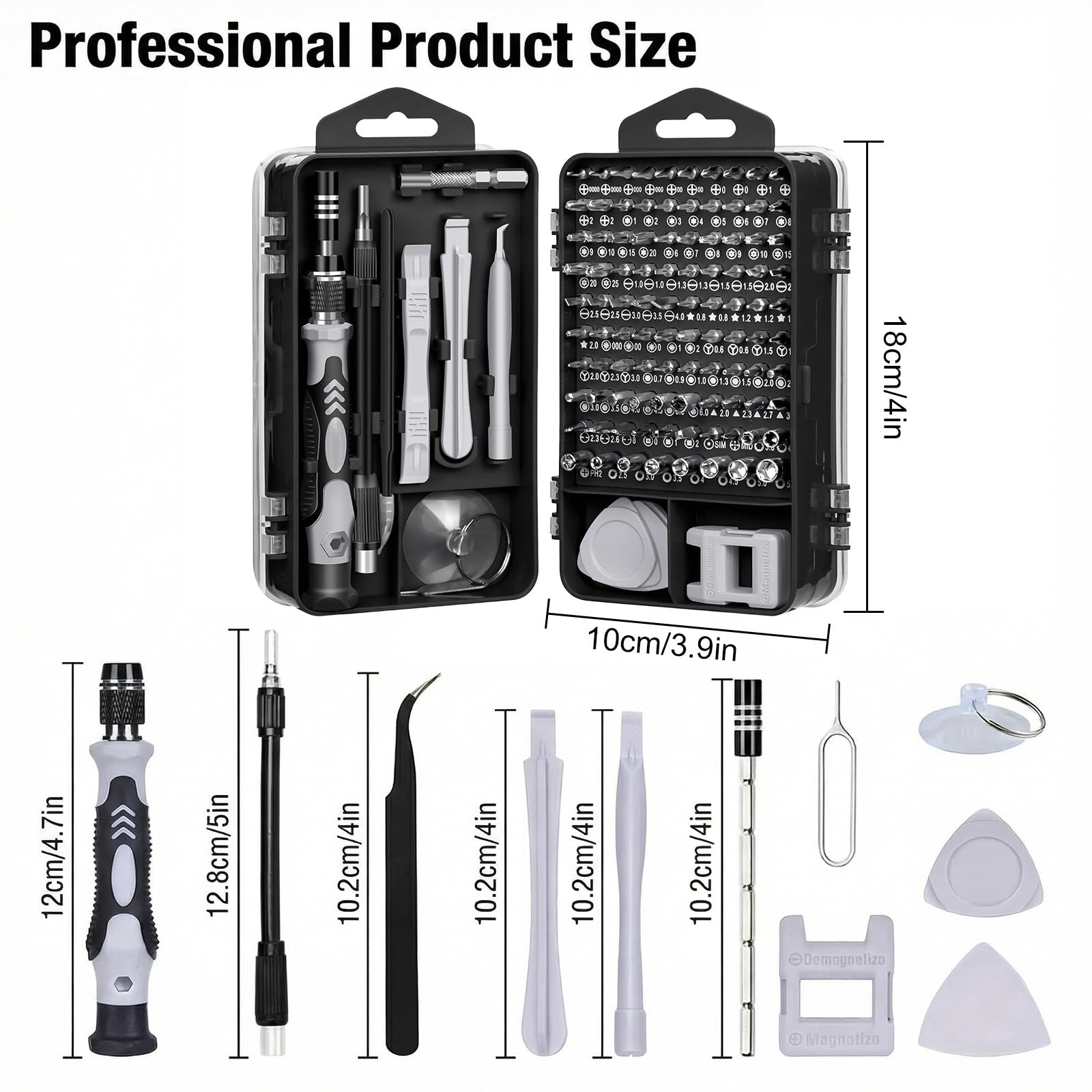 Kit de tournevis 115 en 1, petit ensemble de tournevis de précision, kit d’outils de réparation professionnel pour téléphone, ordinateur, montre, console, lunettes et électronique, cadeau pour homme - 3