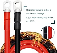 Vista 4 de Cables de batería de 4 AWG con terminales de cobre de 5/16 pulgadas (2 piezas de 1 pie).