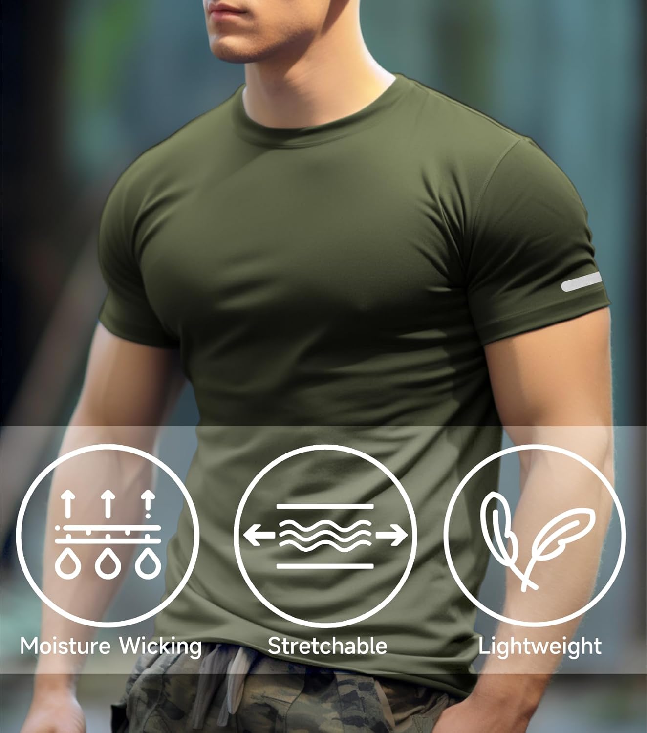 Mens Workout Shirts Fitted, Quick Dry Gym Tshirts Running Athletic Top Moisture Wicking Tee - Image 4