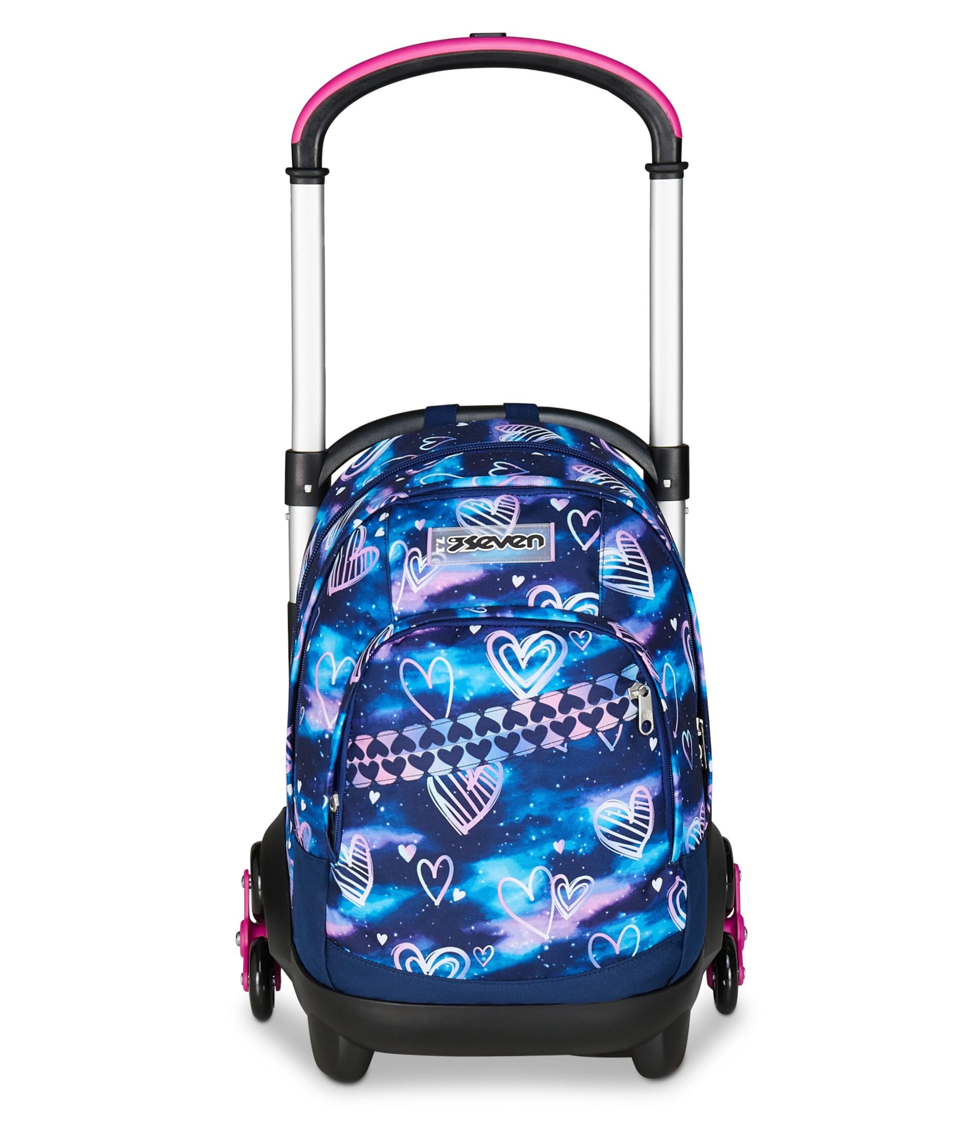 Seven Zaino Trolley Scuola Elementare Bambina 3 ruote, Zaino Sganciabile, Doppio Uso, Spallacci a Scomparsa, viola rosa