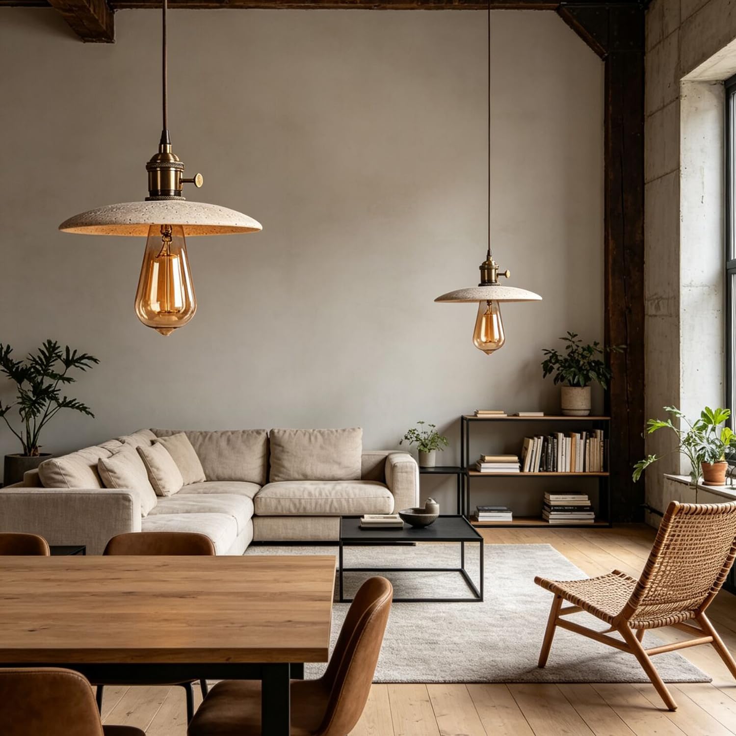 Lampada Sospensione Vintage Travertino 7,8 Pollici Per Camera Letto