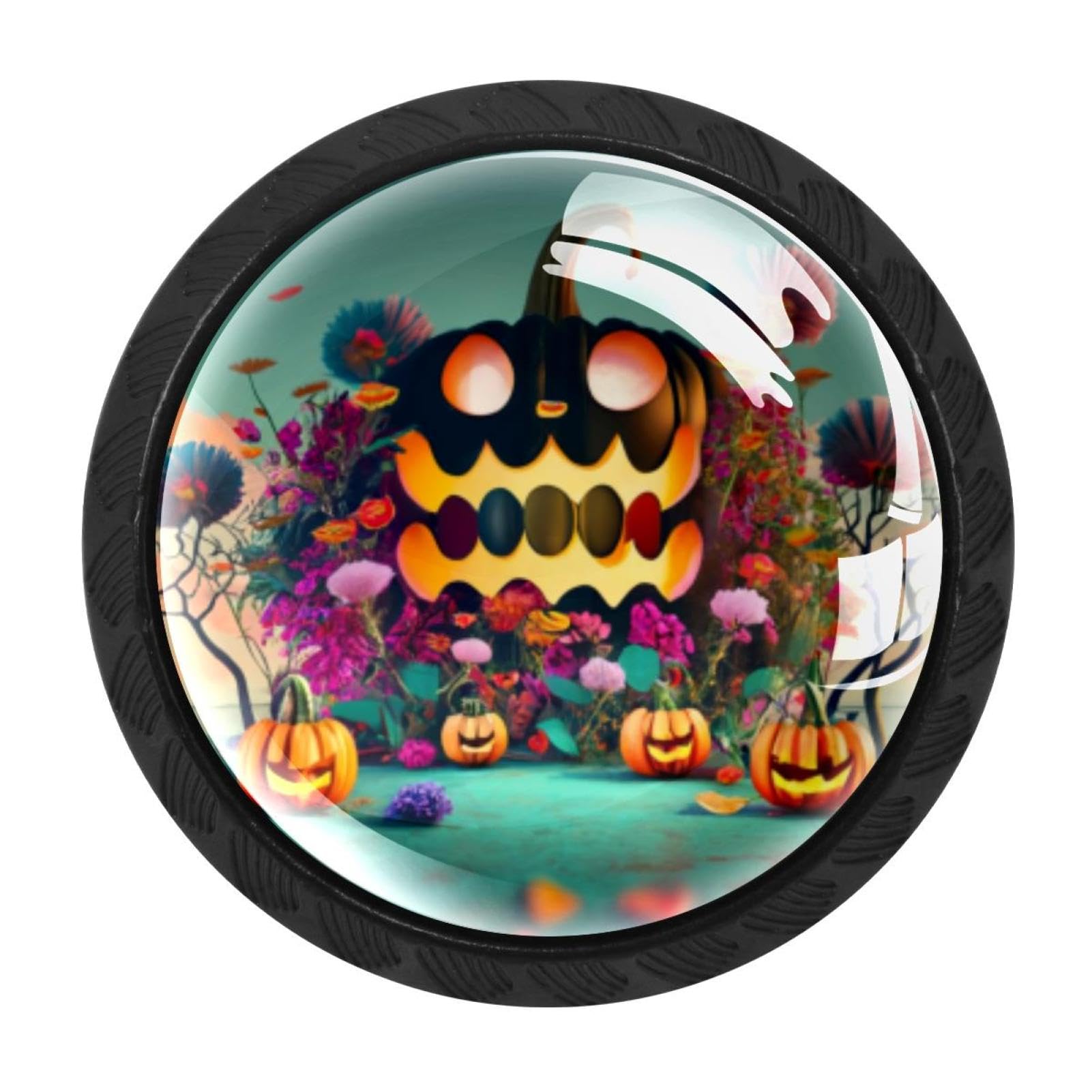 Chenzzzz Multicolored 09 4 Pieces Round Cabinet Knobs Rustic Dresser Knobs, Drawer Cupboard Wardrobe Cabinet Pulls Handles Hardware For Home Kitchen Furniture, Halloween