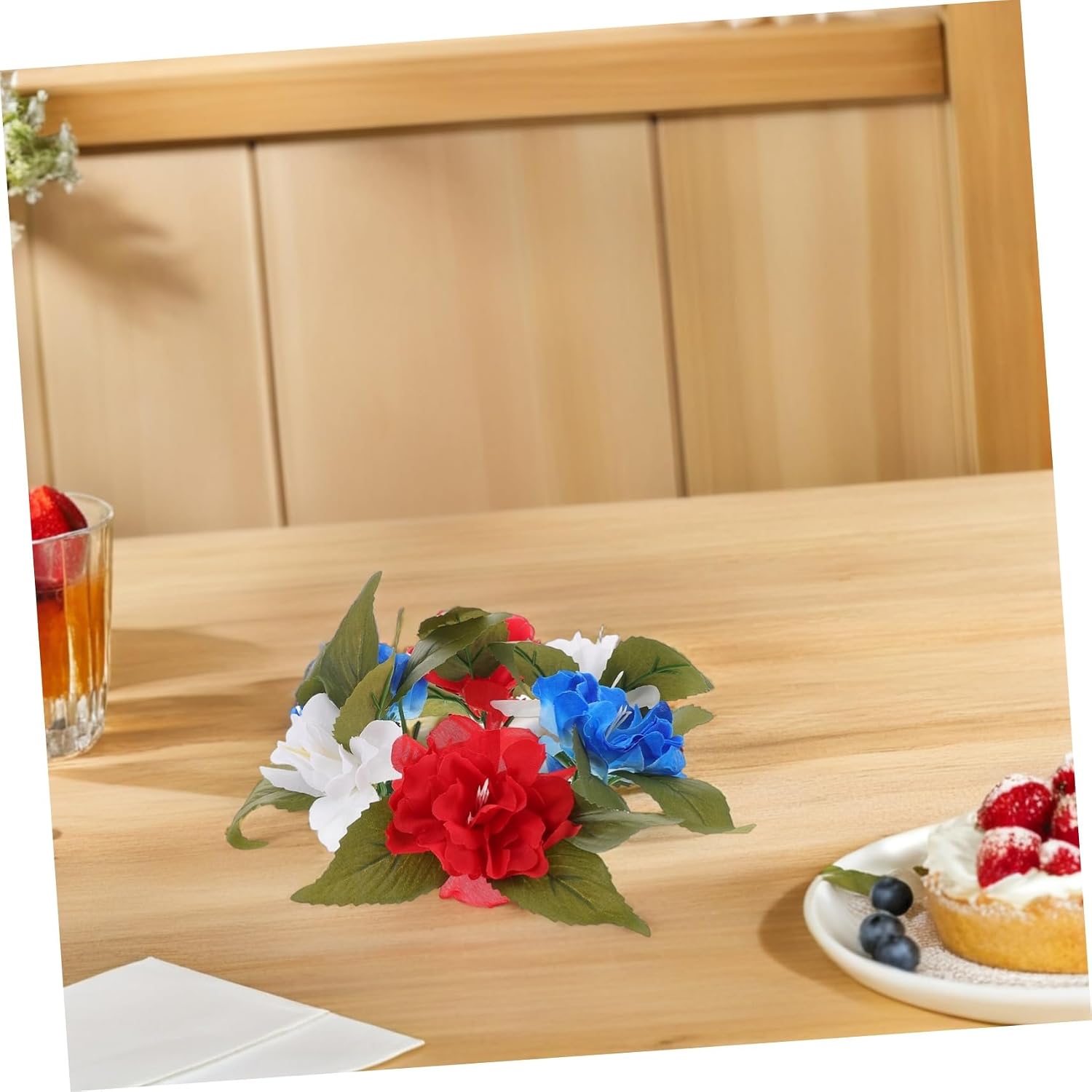 VALICLUD Decorative Floral Candle Ring Wreath for Centerpieces Elegant Artificial Flower Candle Holder for Weddings Birthdays Parties Home Decor Versatile Lifelike Design
