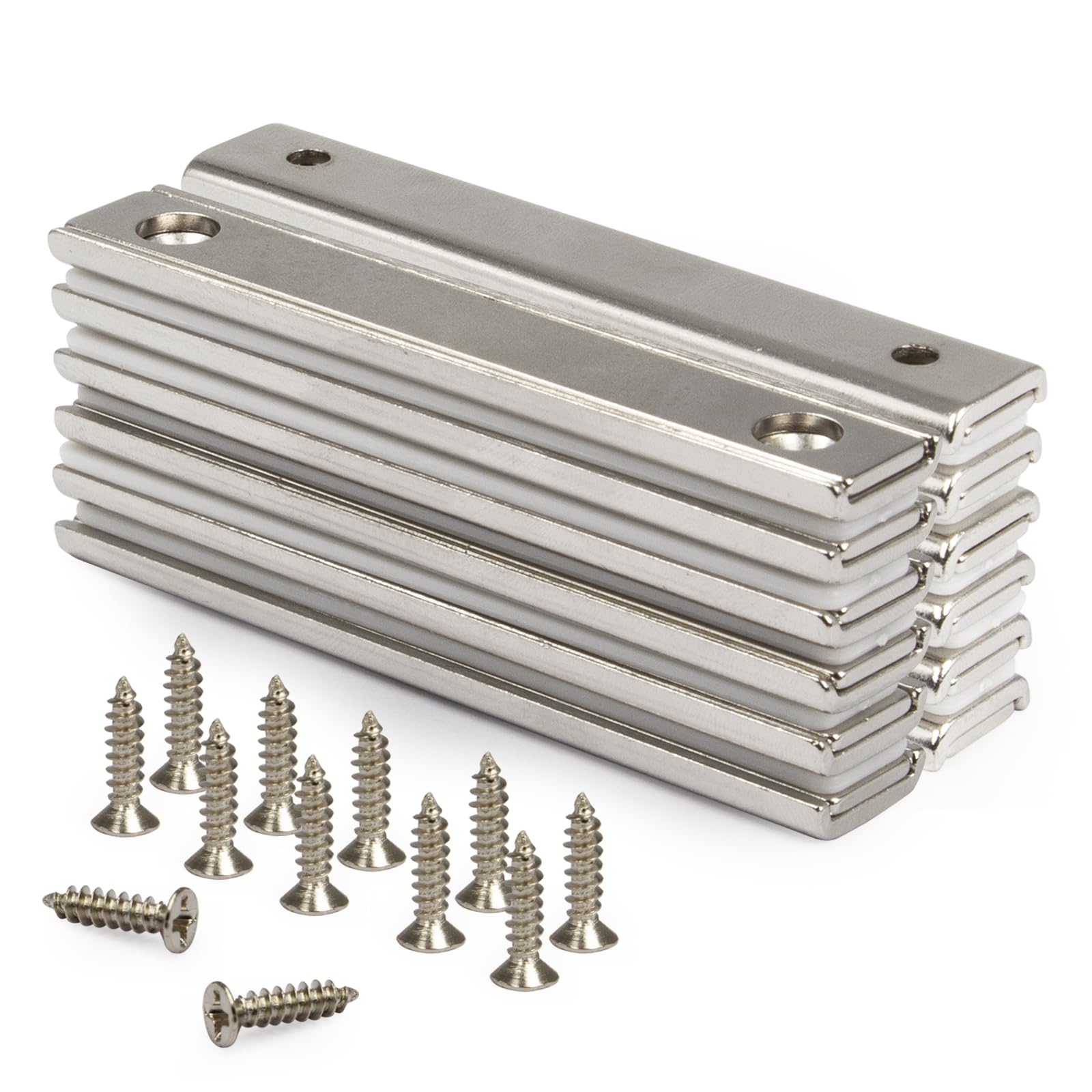 Strong Neodymium Thin Steel Bar Magnets, 3 Inch Heavy Duty Industrial Rare Earth Bar Magnets with Screw for Holding Handle Tools(12P, Sliver)