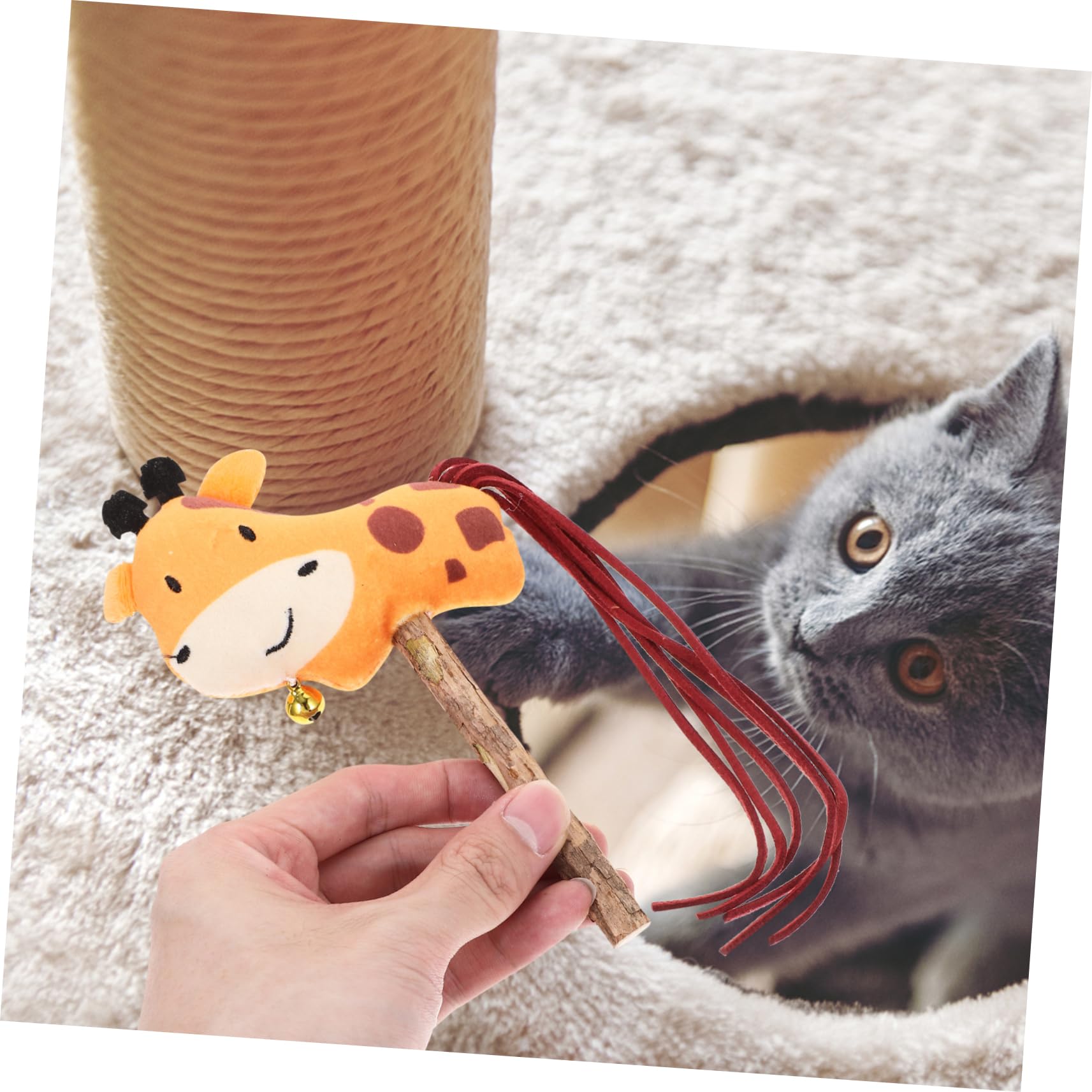 Cat Teaser Stick - Juguete interactivo para masticar hierba gatera para jugar y hacer ejercicio