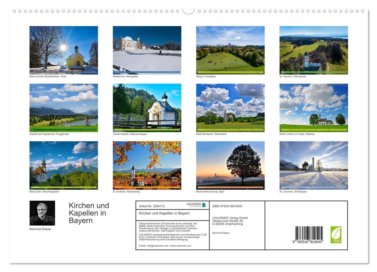 Kirchen und Kapellen in Bayern (hochwertiger Premium Wandkalender 2027 DIN A2 quer), Kunstdruck in Hochglanz: Romantische Kapellen und ... als lohnende Ausflugsziele (CALVENDO Orte)