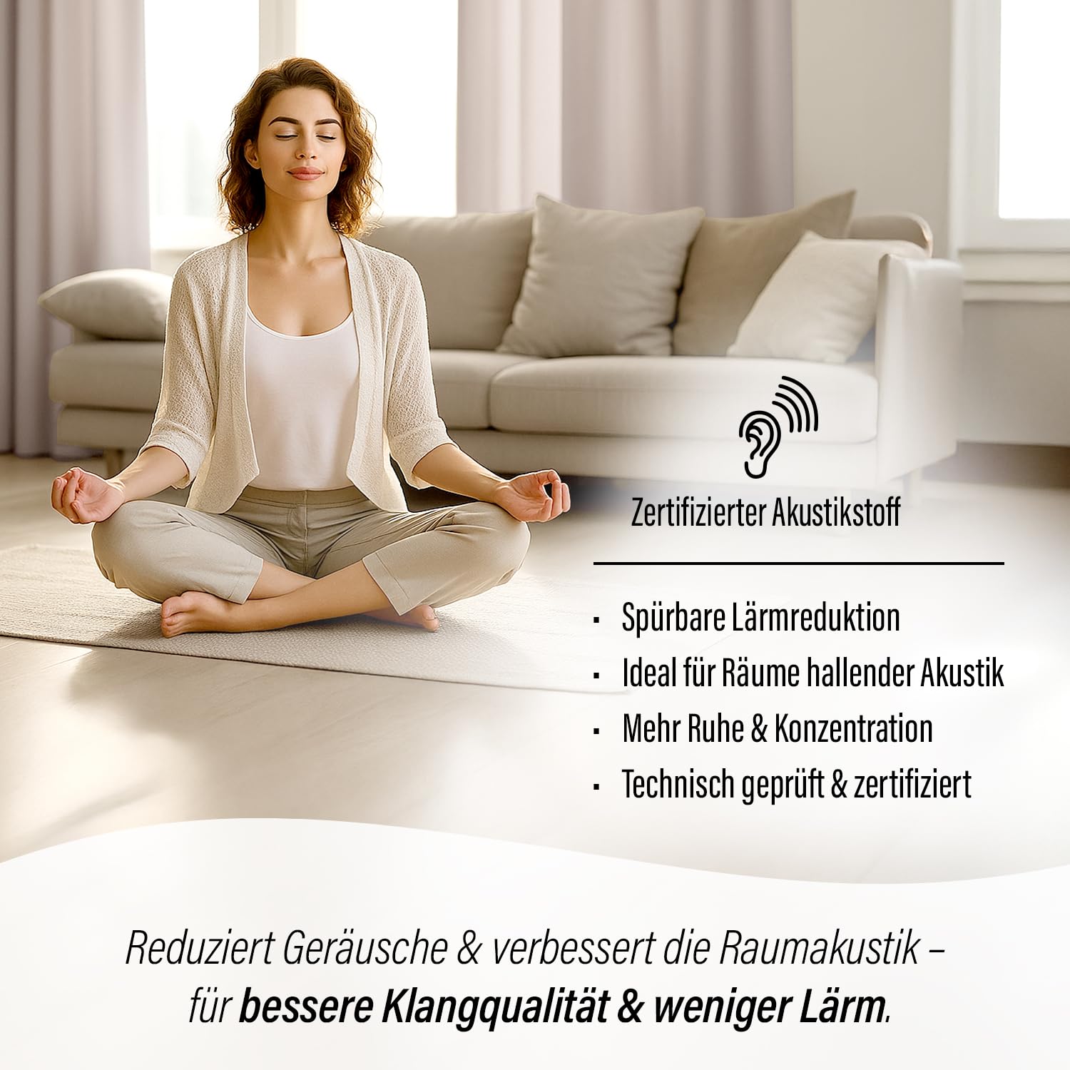 Homing Akustikvorhang Kalin Natur | Schlaufenvorhang inkl. Multifunktionsband | Blickdichter Vorhang Schlafzimmer & Wohnzimmer | Vorhang Blickdicht mit verdeckten Schlaufen | 140x245 cm | 1 STK.