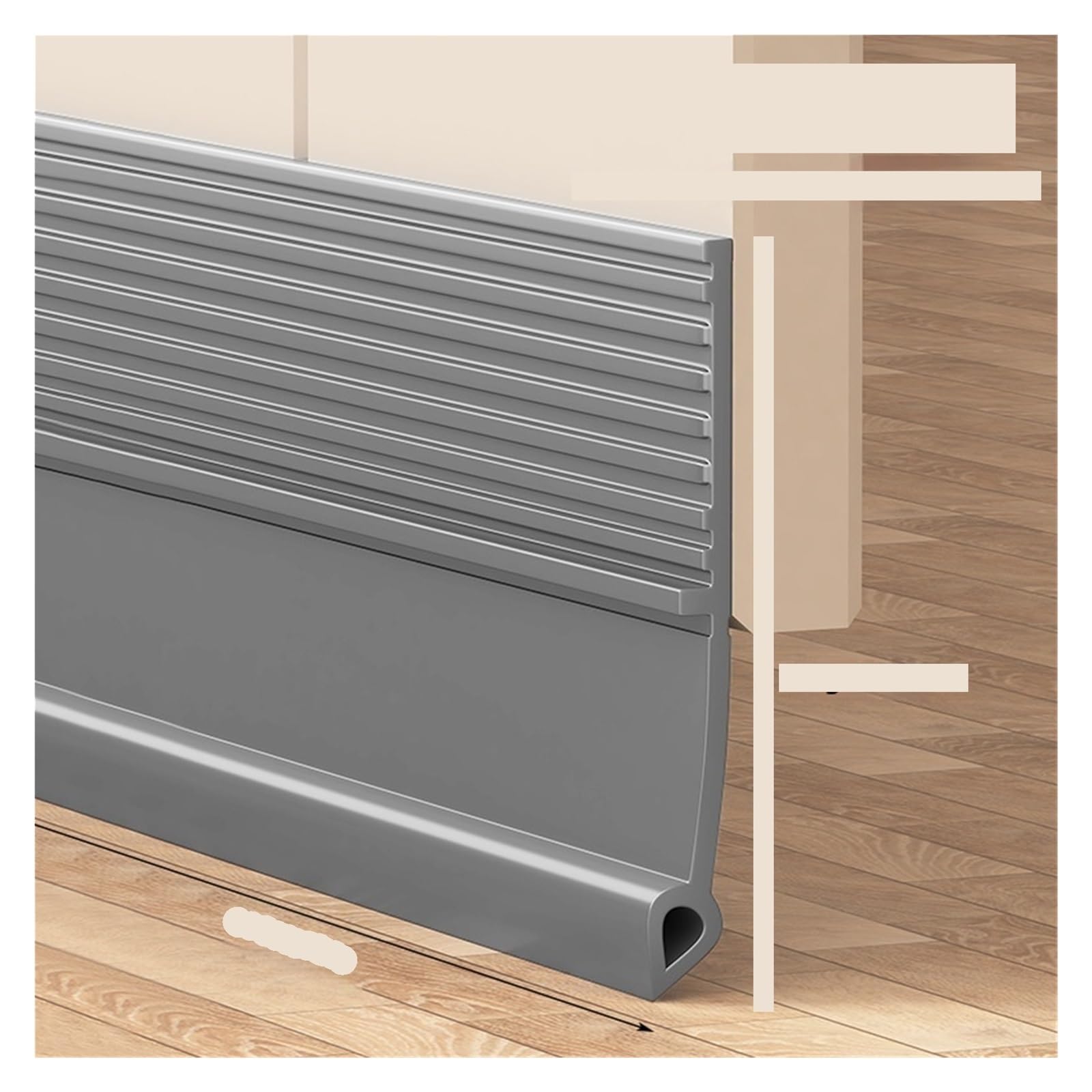 Ghhzml L Gray 50Mm Door Bottom Seal Self-Adhesive Door Bottom Seal Strip, 1M Tpe(L Gray 50Mm)