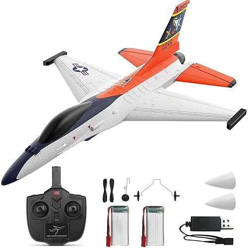 DEERC F-16 Style RC Airplane (X-62A Vista), 4-Channel Remote Control Jet with 6-axis Gyro Stabilizer EPP RTF Hobby Glider Aircraft Plane Easy to Fly for Adults Boys