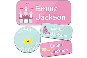 Custom Waterproof Name Labels for School and Daycare (130 Labels, Princess Theme)