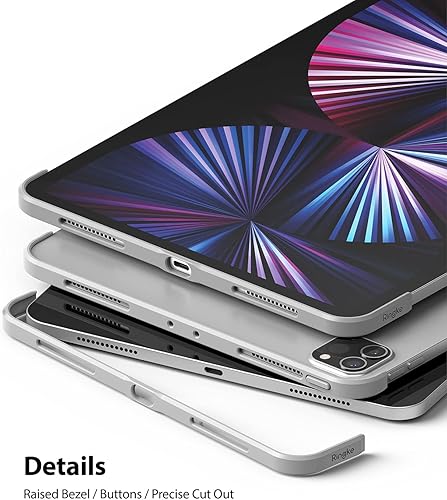 Miniatura 7 de Ringke Frame Shield - Funda de teclado diseñada para iPad Pro 11 2021 (11 pulgadas, 3 generación), color plateado mate