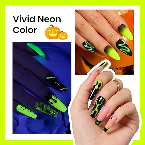 Miniatura 3 de Beetles - Esmalte de uñas de gel, esmalte de uñas de Halloween, color verde oscuro, amarillo luminoso, verde nocturno, color sólido, lámpara LED UV