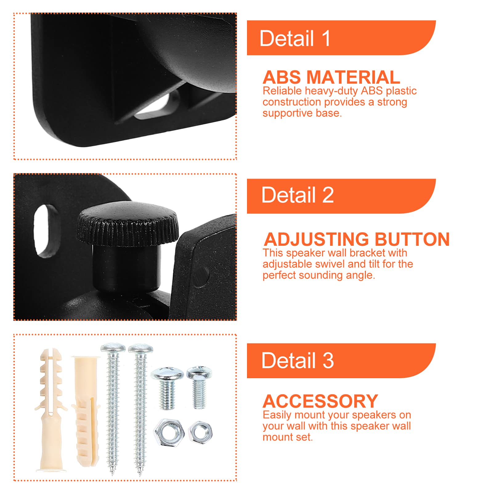 6sets Supporti Parete Per Altoparlanti Di Staffe Regolabili Per Diffusori Surround Resistente e Facile Da Installare Per Casa e Ufficio