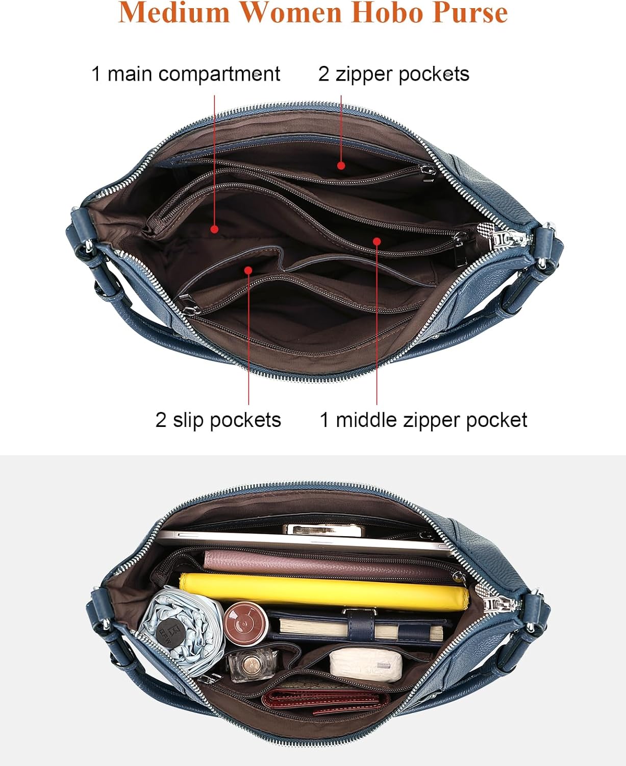 Miniatura 6 de Over Earth Bolso Hobo de cuero genuino para mujer, bolsos cruzados