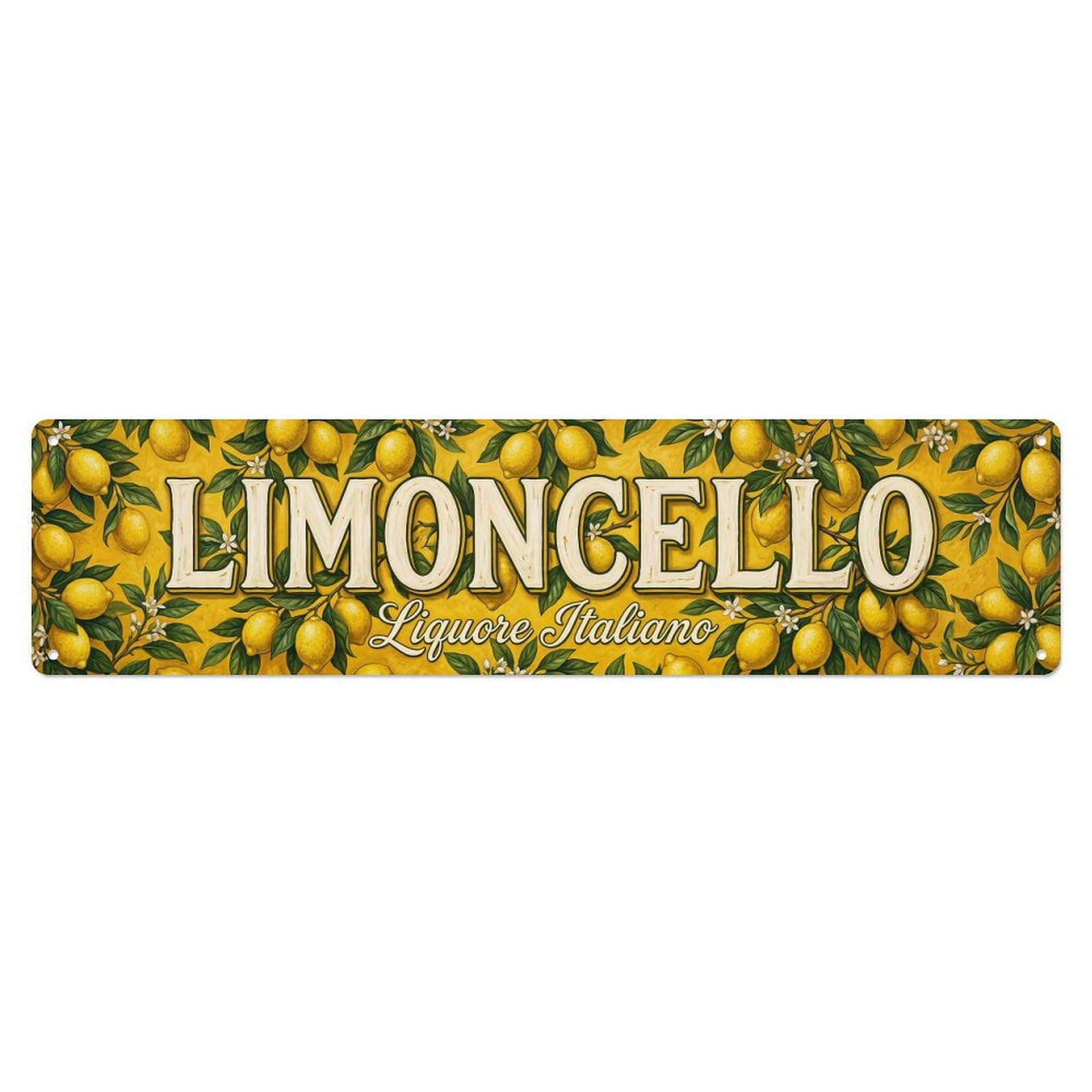 Vintage Limoncello Italian Citrus Liqueur Metal Tin Sign Plaque Wall Decor for Cafe, Club, Garden Metal Poster 4x16Inch