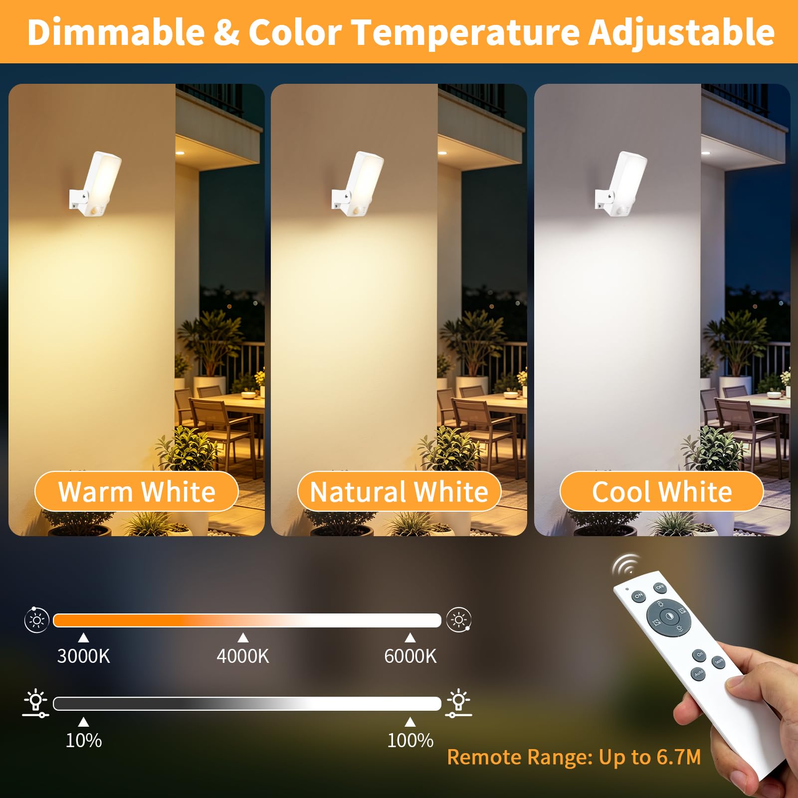 Ricaricabile Applique da Esterno con Sensore IP65 für Esterno