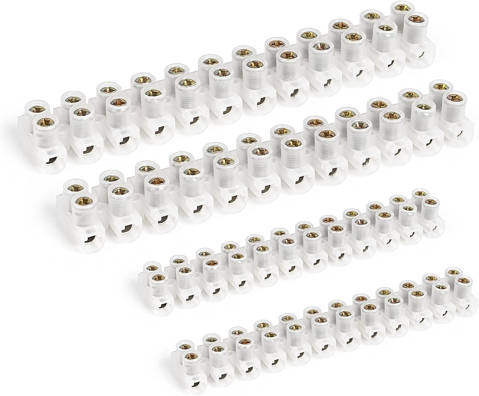 4 Pcs Wire Connectors, 3A, 15A Electrical Connectors, 12 Way White Terminal Block Strip, Electric Cable Connector Blocks Electrical Connecting, Wire Connectors for Lamps, Household Appliances