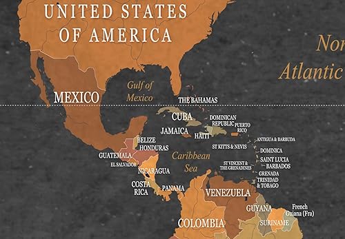 Miniatura 7 de artgeist Pinboard - Mapa del mundo de 35 x 24 pulgadas, tablero de corcho y lienzo impreso para pared, 1 tablero de notas con 50 pines, tablero de