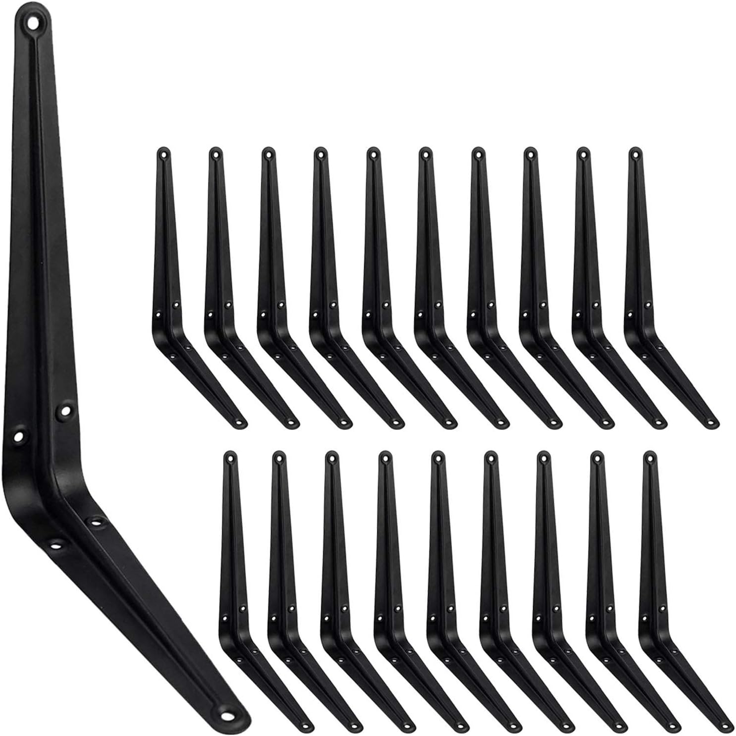20 Pcs Shelf Brackets 8 Inch, Floating Shelf Bracket Heavy Duty Black Steel L Brackets for Shelves Decorative Wall Mount Joint Angle Brackets for Shelf with Screws 8 x 6 inches -20 Pack