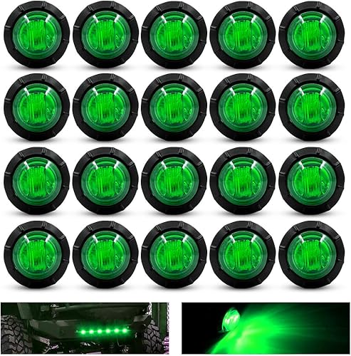 Luces LED redondas, 20 luces LED Ourbest de 34 pulgadas, luz de marcador lateral delantera y trasera, luces con ojales para camioneta todoterreno,