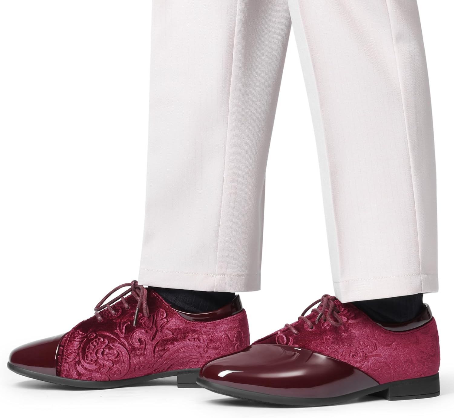 Bruno Marc Boys Dress Shoes Formal Patent Velvet Tuxedo Oxford Shoes - Image 6