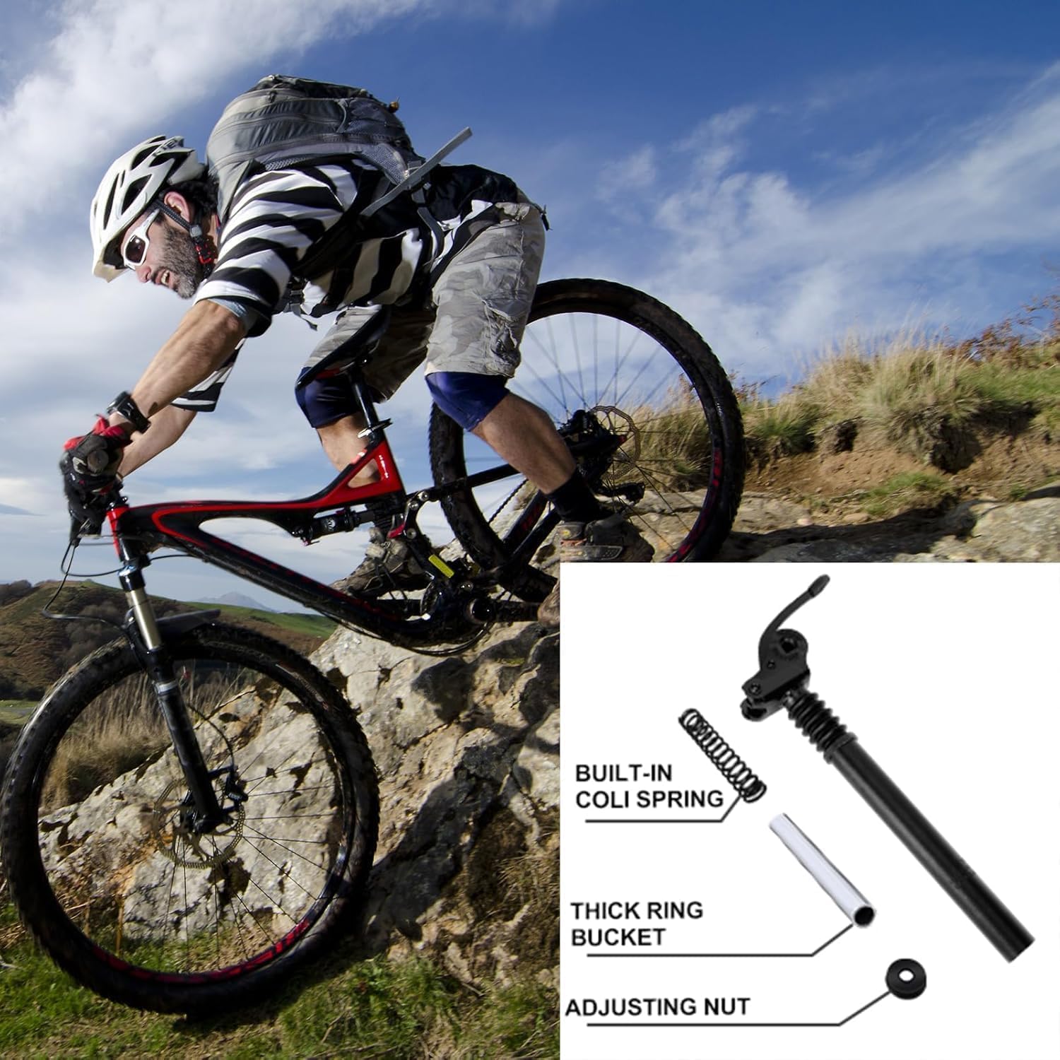 Tige de selle pliable à ressort, tige de selle de vélo électrique, tige de selle à ressort, tige de selle de vélo avec alliage d'aluminium pliable pour vélo électrique, vélo pliant, VTT