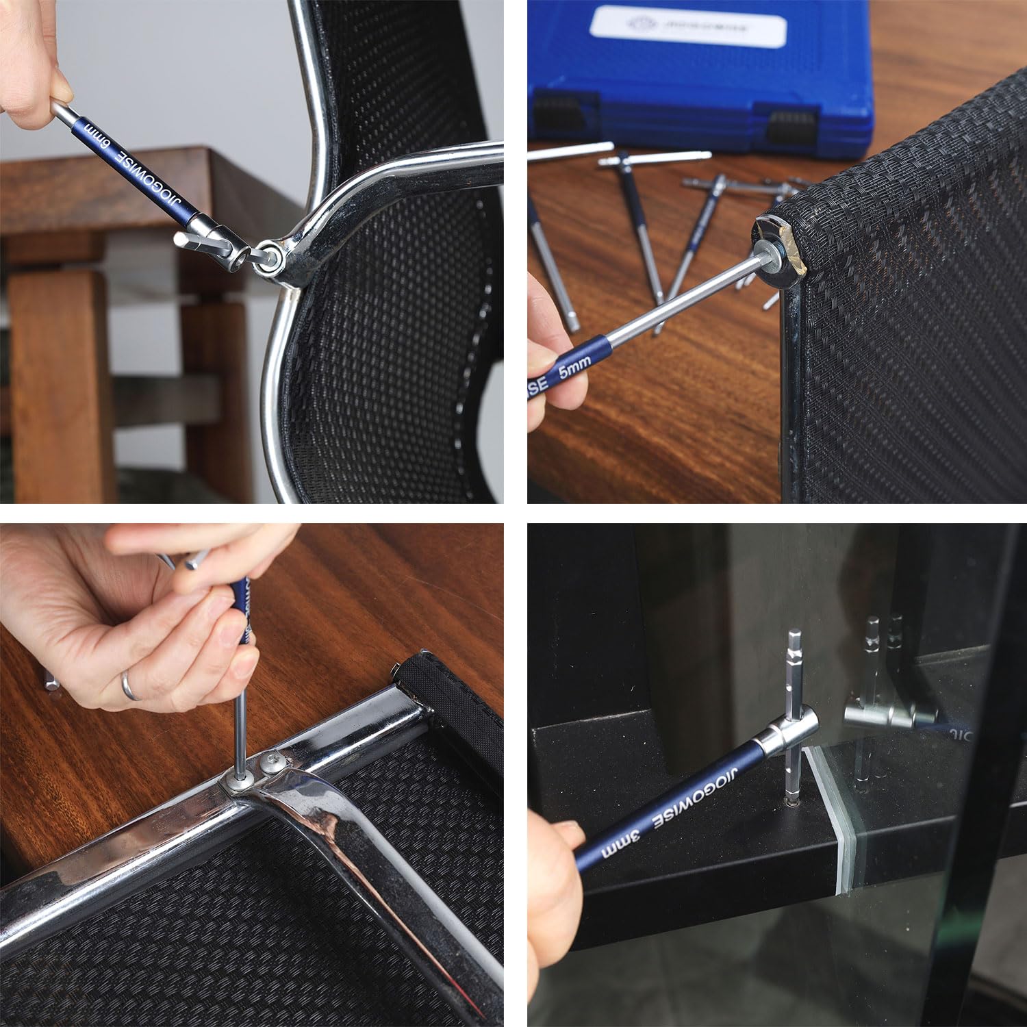 Juego de 10 llaves hexagonales métricas de 3 vías tipo T, mango deslizante en T con funda giratoria, kit de llaves Allen, colocadas en funda de transporte, para automóvil, bicicleta,