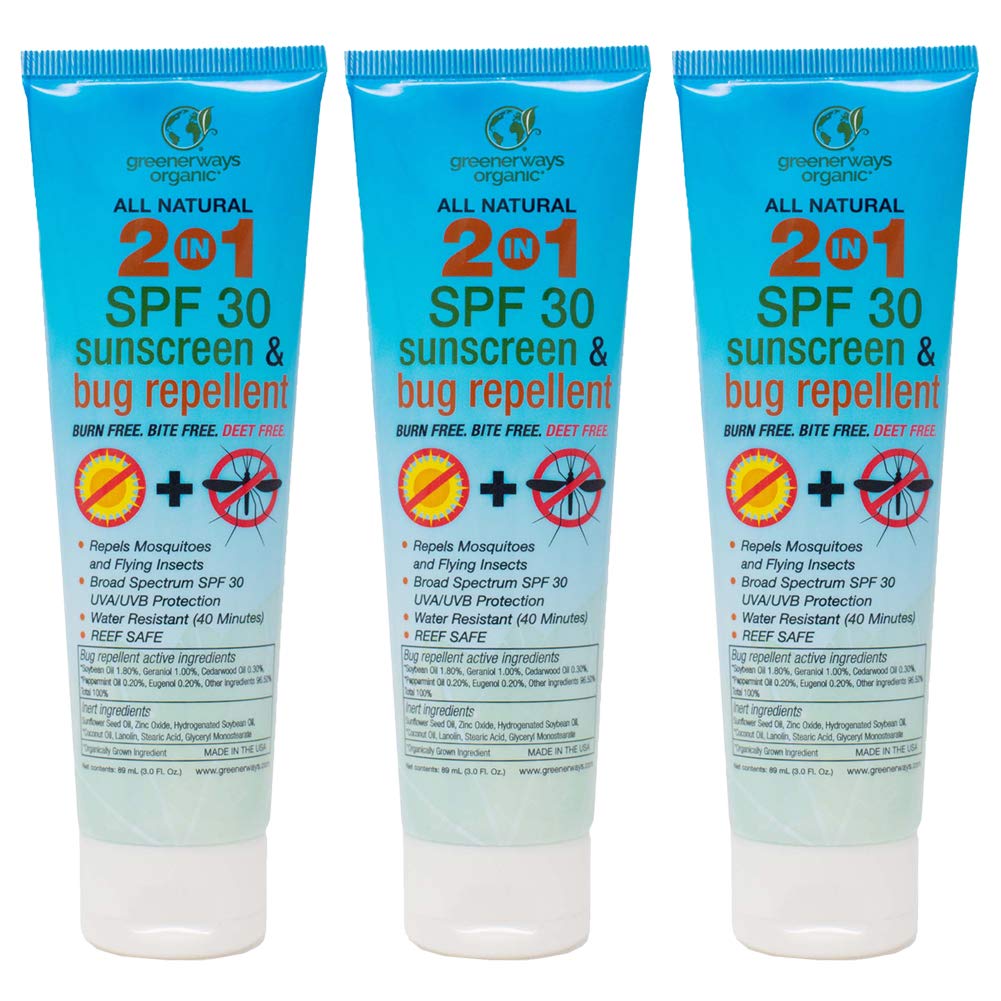 Amazon greenerways organic 2in1 natural sunscreen bug repellent lotion in one spf 30 broad spectrum uvauvb water resistant sun screen best