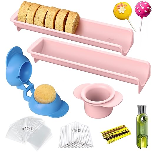 305Pcs Cake Pop Mold Kit,Cake Pop Cutter and Pusher with 2 Trays,Cake Pop Sticks and Wrappers| Non-3D Printed | Dishwasher Safe | Baking Molds for Home Baking,Birthday Parties,Wedding