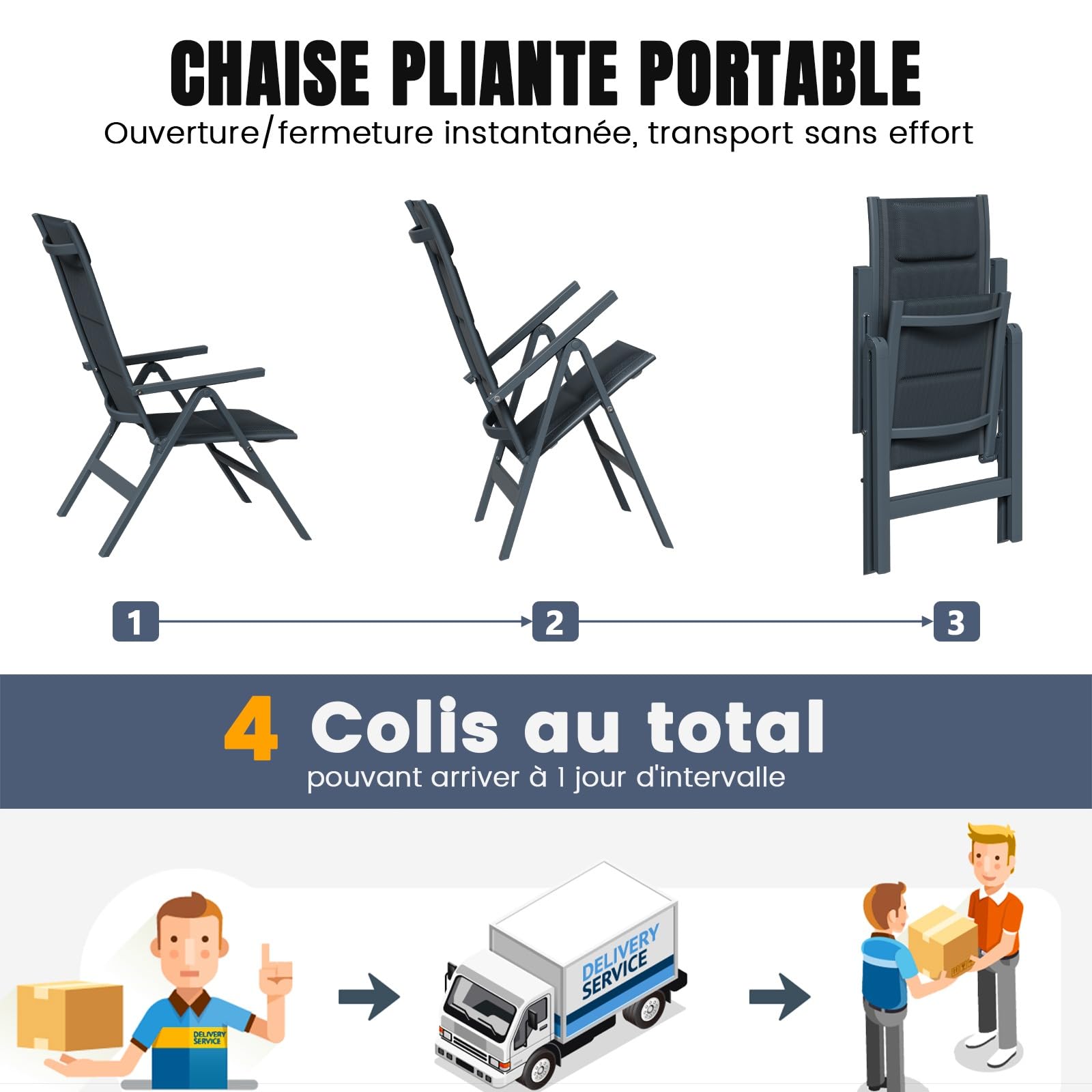 Devoko Salon de Jardin Exterieur 7 Pièces, Composé Table 150 cm en Aluminium et 6 Chaises Pliantes, Table de Jardin avec Finition à Veine de Bois et Chaises de Terrasse, Balcon, Naturel