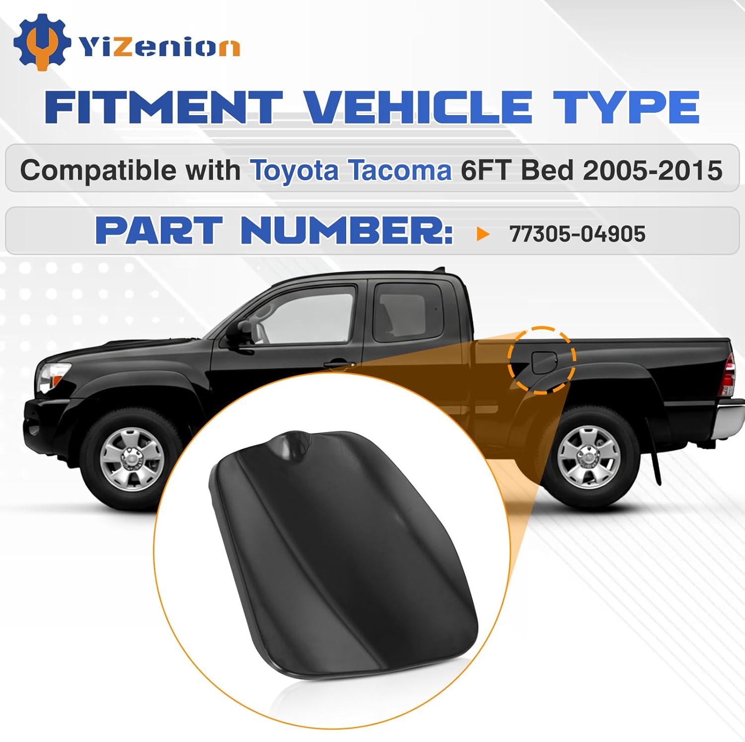 77305-04905 Fuel Filler Lid Fuel Gas Door Cover Compatible with Toyota Tacoma 6FT Bed 2005 2006 2007 2008 2009 2010 2011 2012 2013 2014 2015