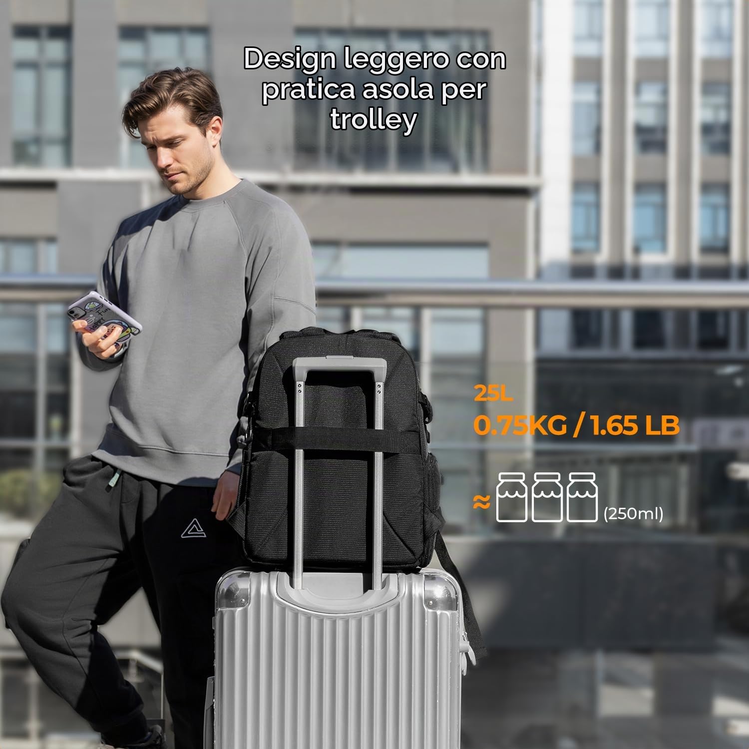 K&F CONCEPT Zaino Fotografico Leggero 25L Impermeabile | Capacità 25L, laptop 15.8", copertura antipioggia, divisori rimovibili, accesso rapido laterale, tasche frontali B23