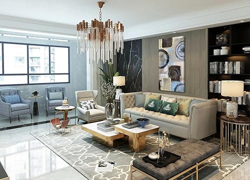 Miniatura 5 de Acocifi Arte abstracto moderno para pared, bloque geométrico extra grande, lienzo de pintura, cuadro simple, marrón, beige, dorado, texturizado,