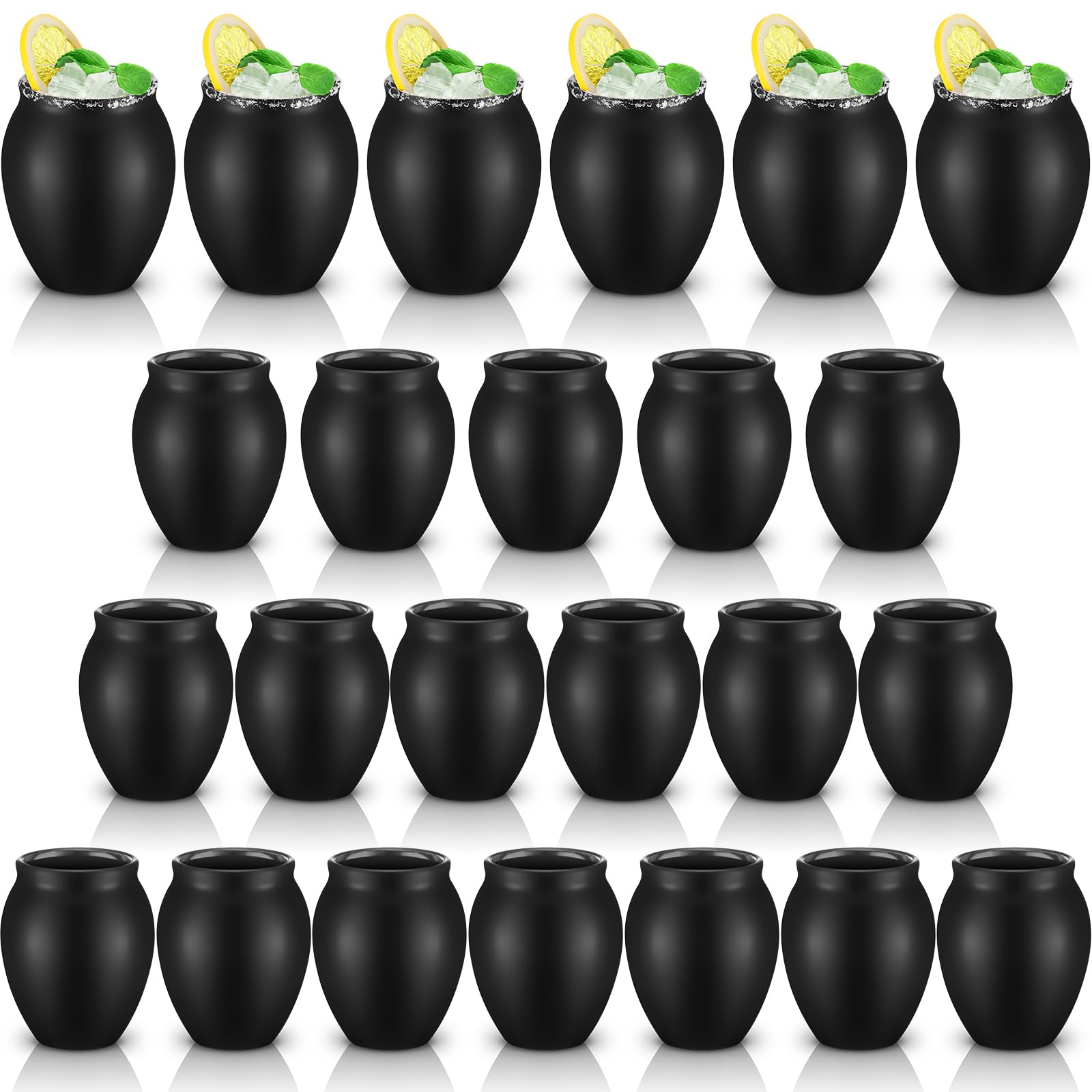 Gejoy Cantaritos De Barro Mini-Mexikanische Tonbecher, 85 g, Schwarz, 24