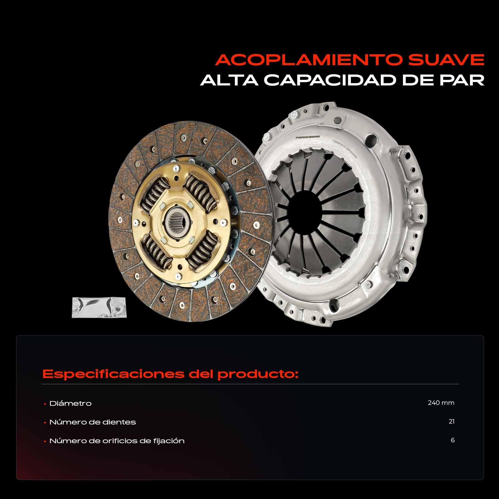 Frankberg Kit de embrague 826374 | Compatible con: Autobús Primastar X83, Autobús de tráfico II JL, Autobús Interstar X70, Caja Interstar X70