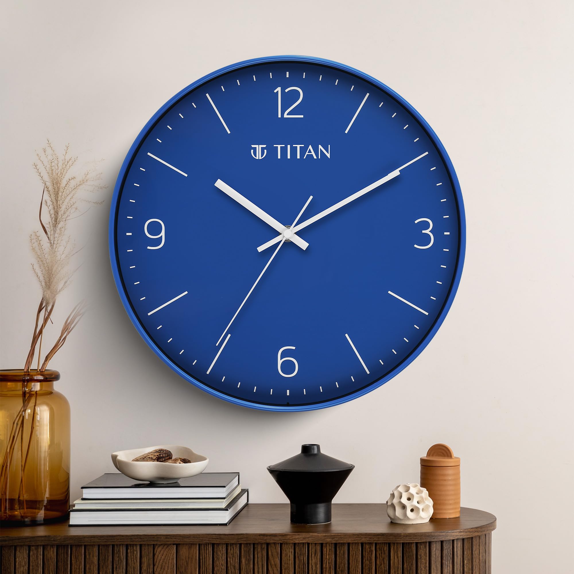 Titan Essence Classic Analog Wall Clock - Blue Minimal