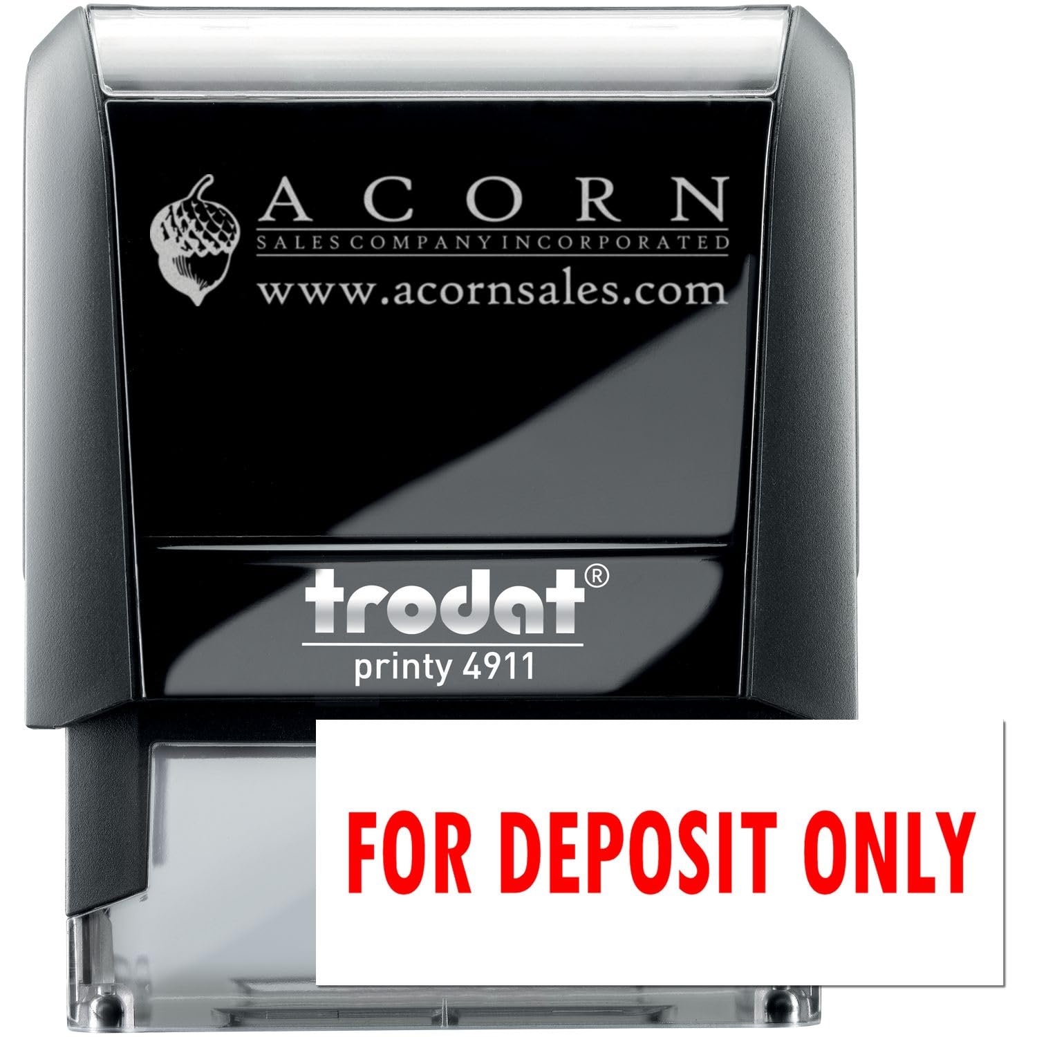 Vivid Stamp For Deposit Only Self-Inking Office Rubber Stamp (Red) - Medium | Efficient Bank Endorsement Tool For Checks And Documents