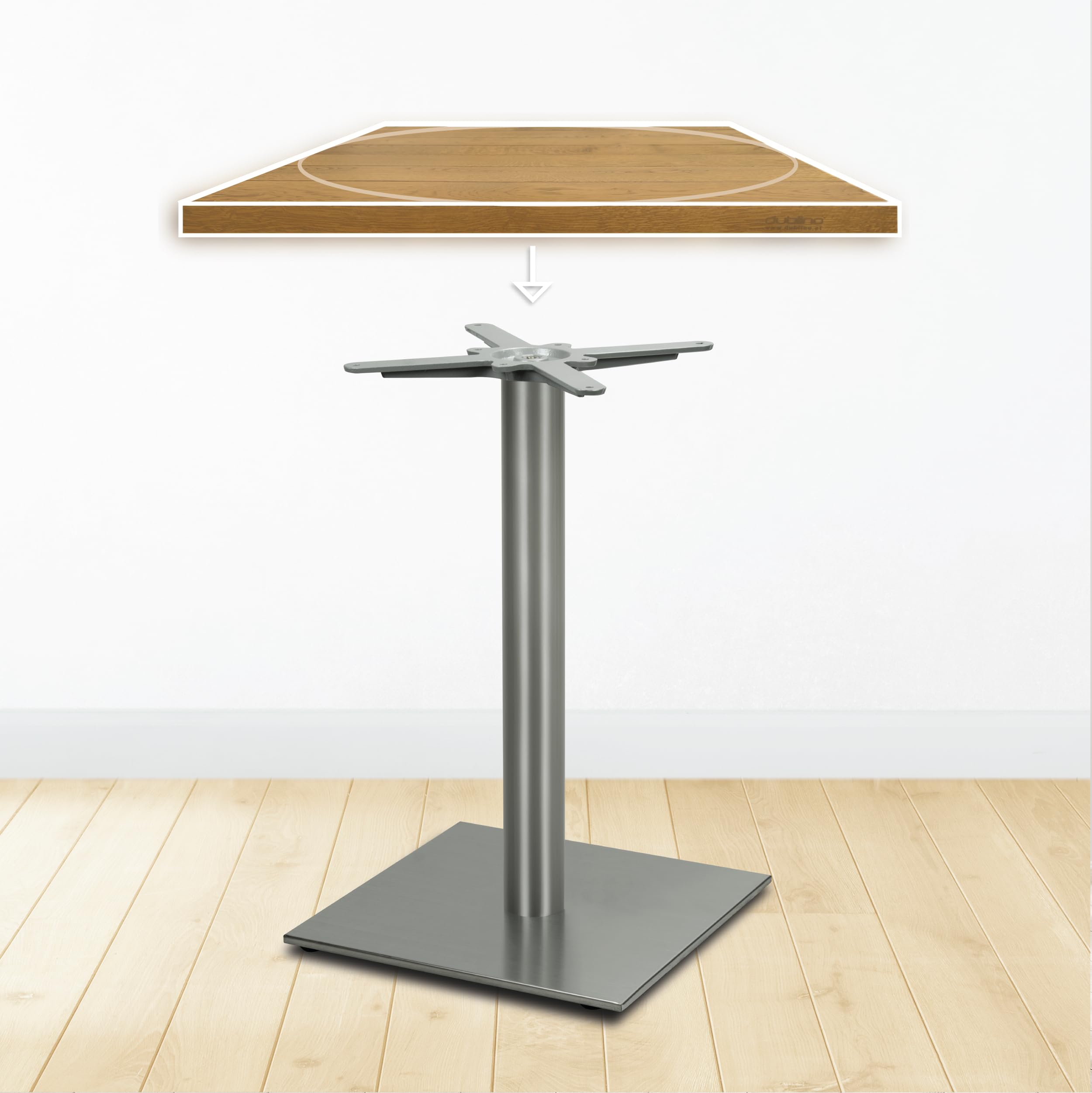 Tischgestell Tischbein Edelstahl | Premium | PD7089inox | INOX | Esstisch | Höhe 72 cm | 21 kg | Bodenplatte 45x45 cm | max. Tischplattengröße 90x90 / Ø 110 cm