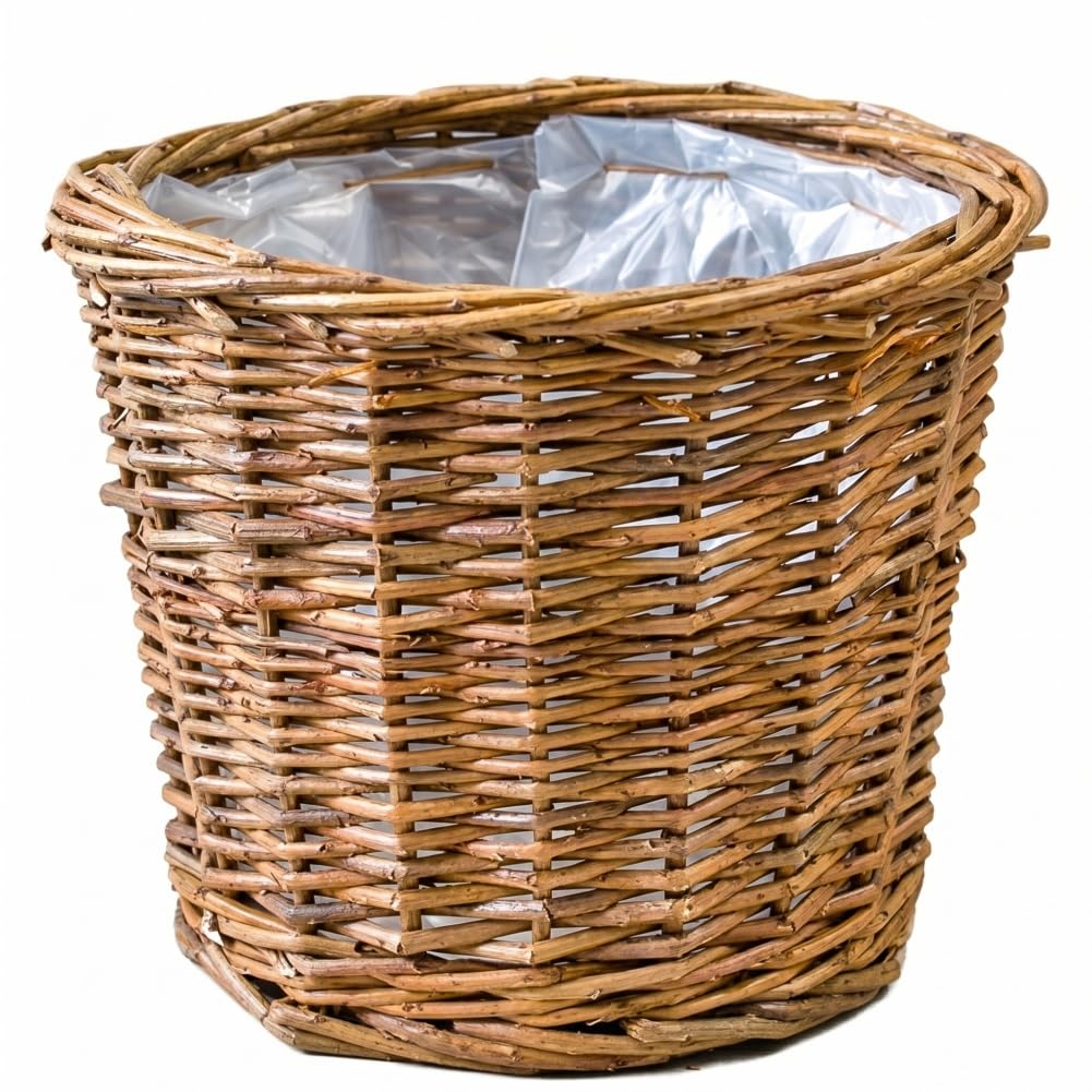Syglawnd Basket Planter, Handwoven Woven Plant Basket With Plastic Liner - Multi-use Plant Baskets Indoor, 6.69x5.51 Inch, Wicker Planter