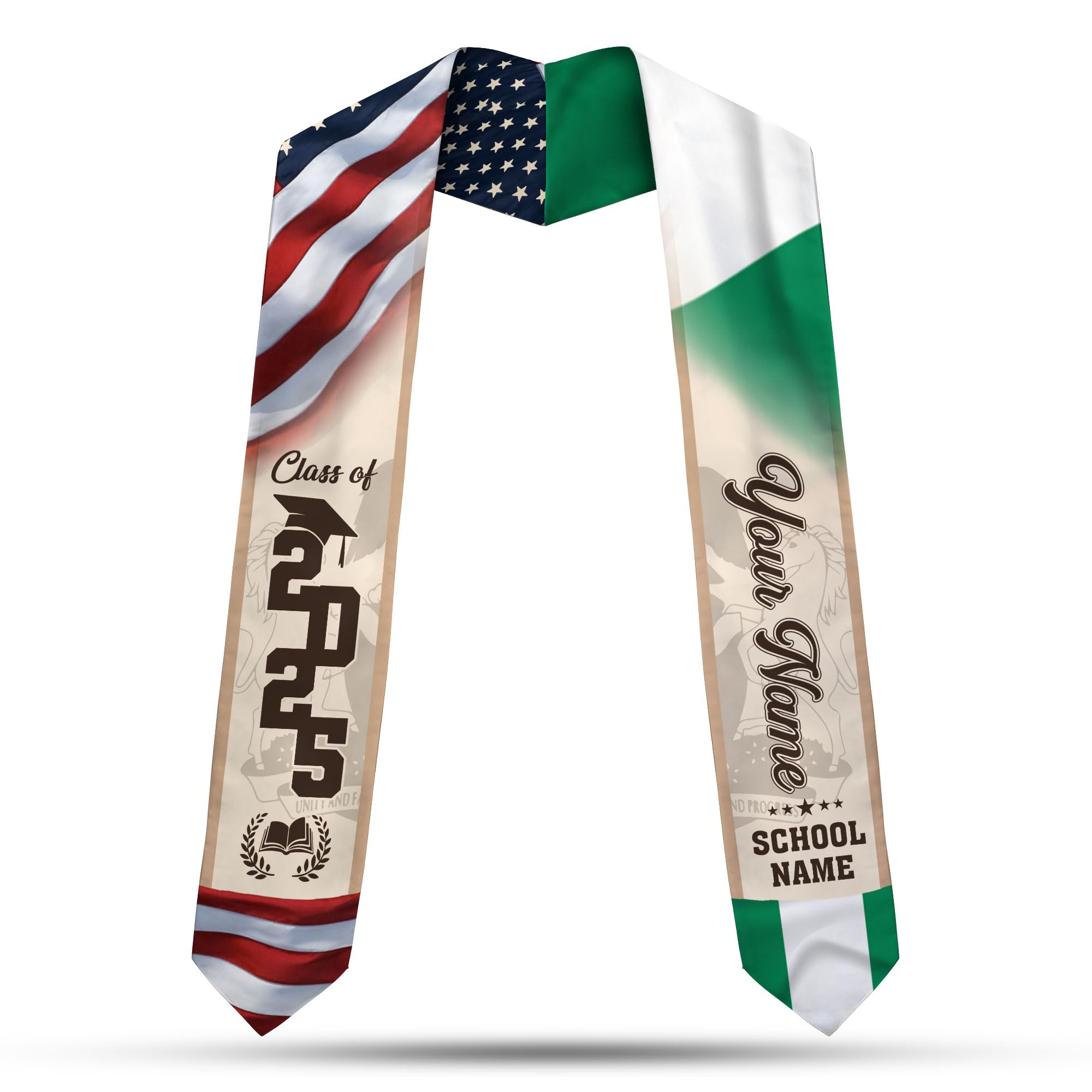 MonkeyVan Nigerians Graduation Sash Custom Nigerians American Flag Graduation Sash 2025 Nigeria Graduation Stole Class of 2025 Ng13