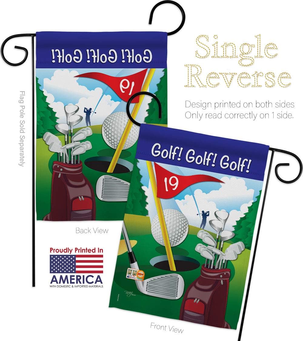 Golf Garden Flag Set Wood Dowel Sports 18 Hole Ball Championship Club Entertainment Activity Physical Small Decorative Gift Yard House Banner Made In USA 13 X 18.5
