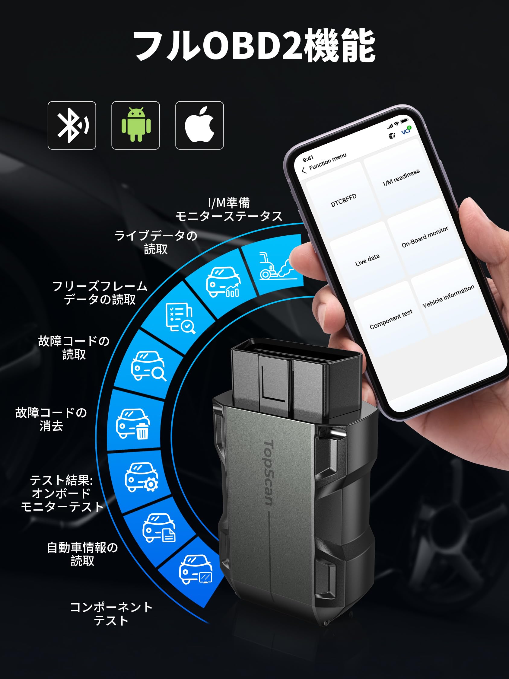 Amazon.co.jp: TOPDON OBD2 bluetooth 診断機 TOPSCAN Lite